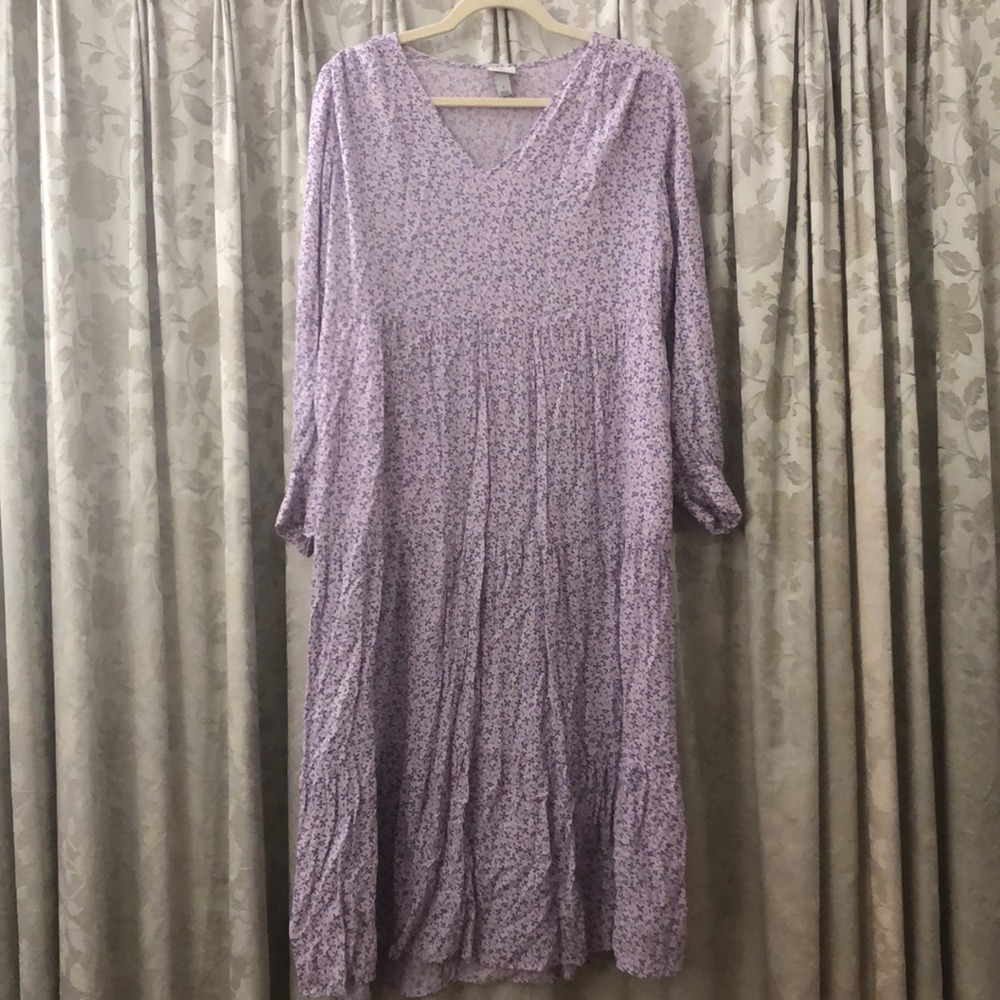A new day target lavender lilac floral print midi dress tiered rayon cmcoving